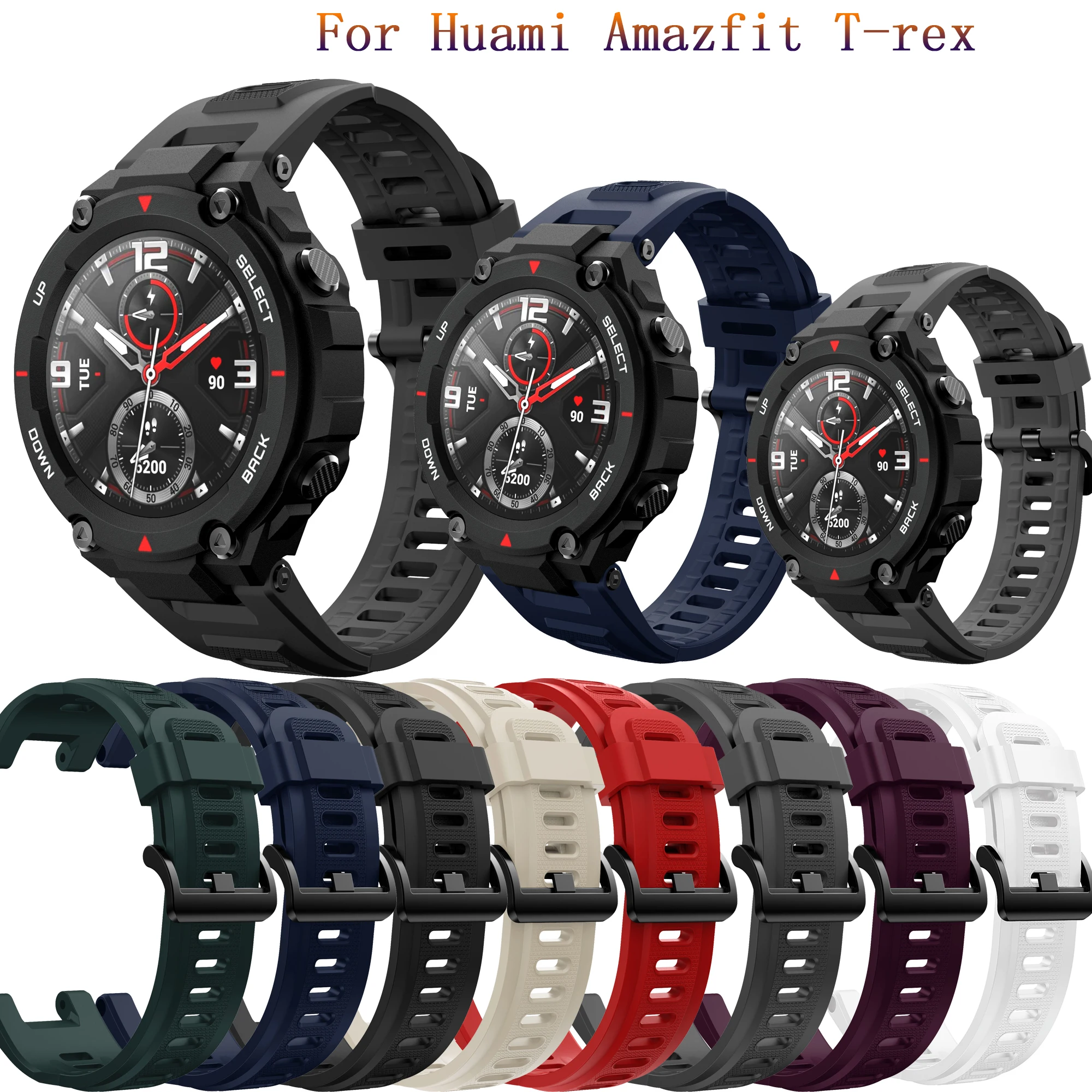 Miękka silikonowa bransoletka pasek dla Huami Amazfit T-REX pasek sportowy wymiana Watchband dla Xiaomi Huami Amazfit T rex Pro korea