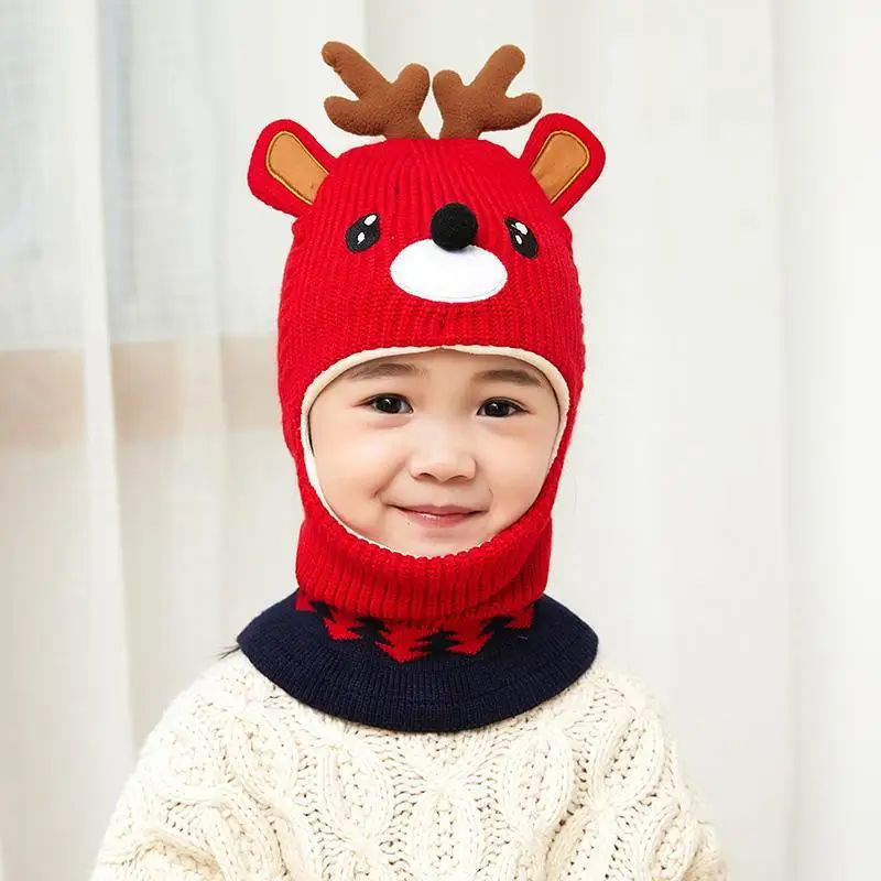 Boy girl Beanie Protect Neck Cartoon Animal Windproof Winter Child Knit Hat Kids Girl Earflap Caps 2 3 4 5 6 8 10 12 Years