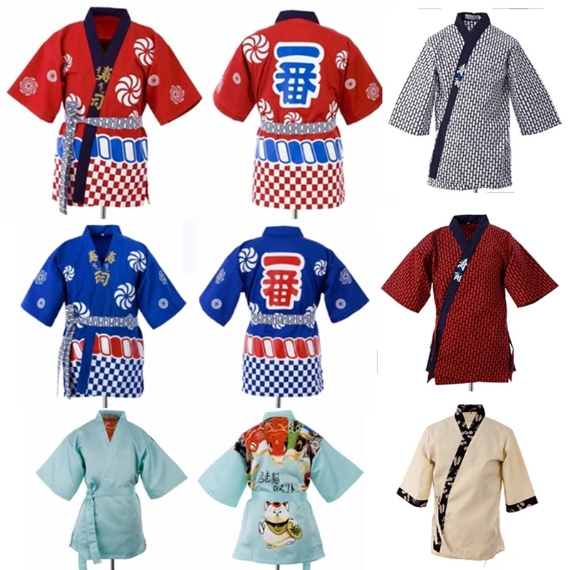 japanese chef uniform Food Service Korean cuisine restaurant waiter shirt Unisex Cotton and Linen Men's Tunic kitchen Work Cloth