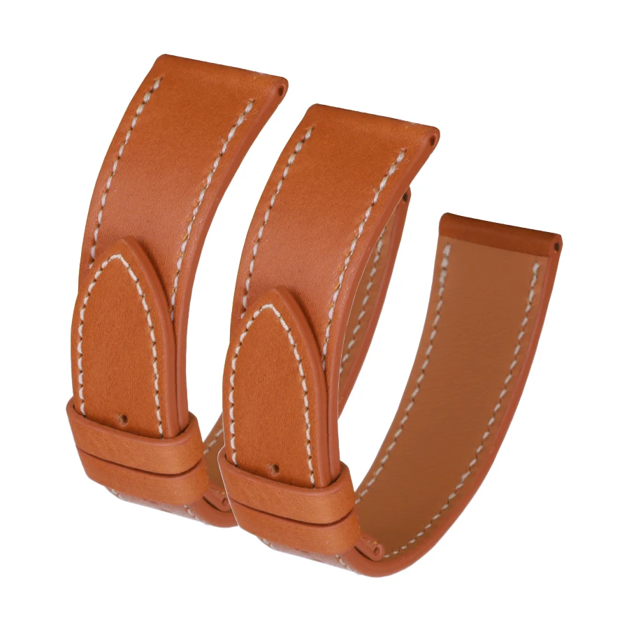 SAUPPO Suitable for Hermes HH1.201.130 028104 020997 036793 17mm 20mm Calf Skin Leather Smooth Grain Watch Band Strap