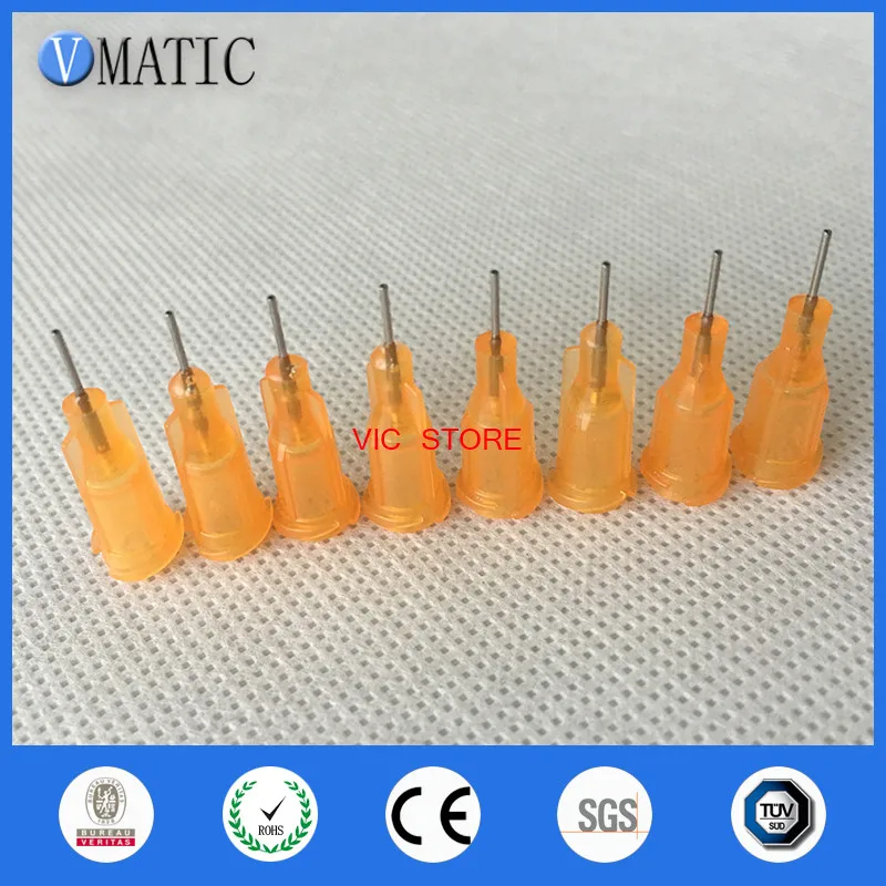 

Free Shipping Bestselling 100Pcs 23G 1/4'' Inch Stainless Steel Tip Luer Lock Glue Dispensing Needles Tip Orange Color