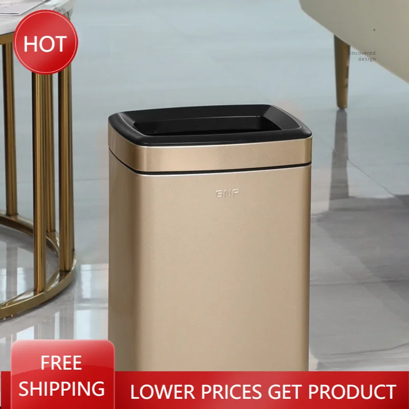 

304 Stainless Trash Can Bathroom Garbage Golden Bathroom Bin Big Size Trash Can Bedroom Cubo De Basura Household Merchandises