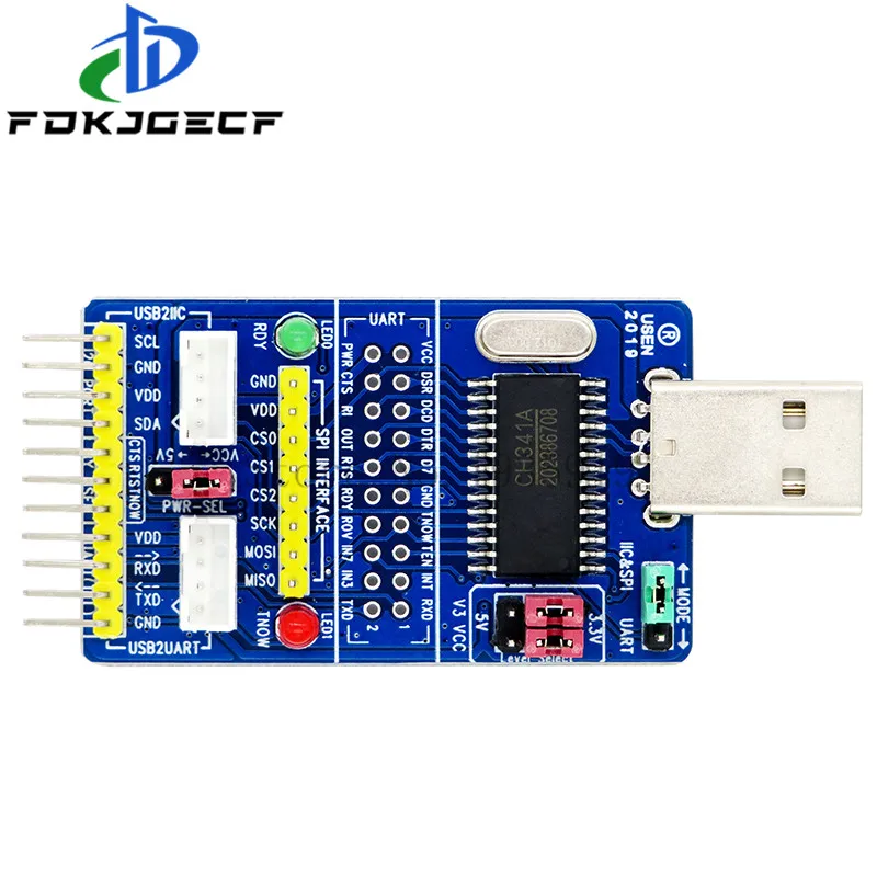 ALL IN 1 CH341A USB to SPI I2C IIC UART TTL ISP Serial Adapter Module EPP/MEM Converter For Serial Brush Debugging RS232 RS485