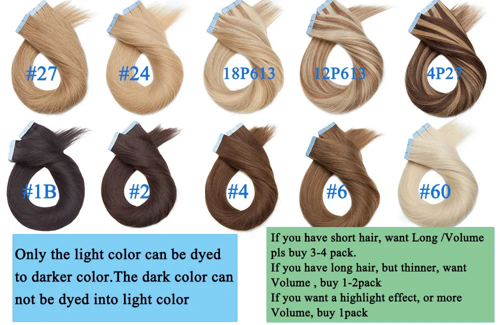 SEGO 2,5 g/Stück, gerade Tape-In-Haarverlängerungen, Echthaar, Skin Weft Tape Hair, nahtlos, unsichtbar, doppelseitiges Klebeband, 20 Stück – Detail 1