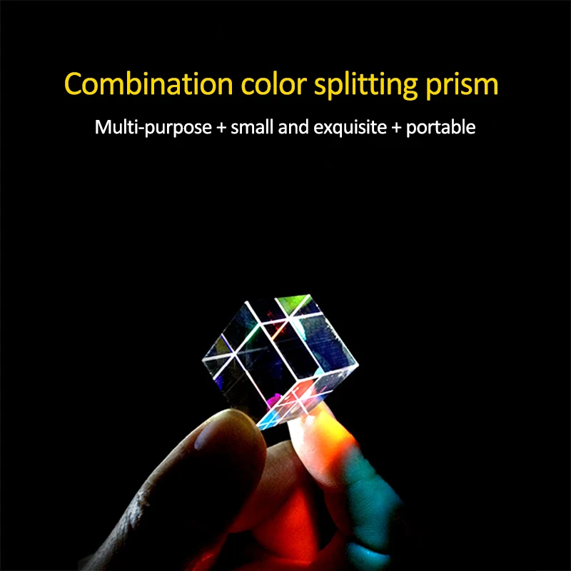 1Pc 12.7x12.7mm Cubic Science Cube Optical Prisma fotografia z sześciokąta pryzmat dekoracji domu pryzmat szkła, kolor dziecko prezent