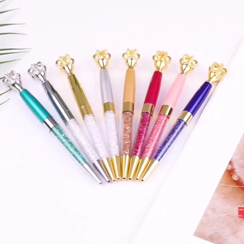 10PCS/LOT Funky Design Queen's Scepter Crown Style Metal Crown Metal Ballpoint Pen With Big Crystal Diamond