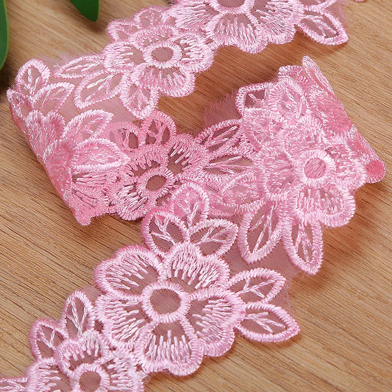 5CM Width Embroidered Organza Flower Lace Trim Ribbons Fabric  DIY Sewing Handmade Craft Materials Clothes Accessories Home Deco