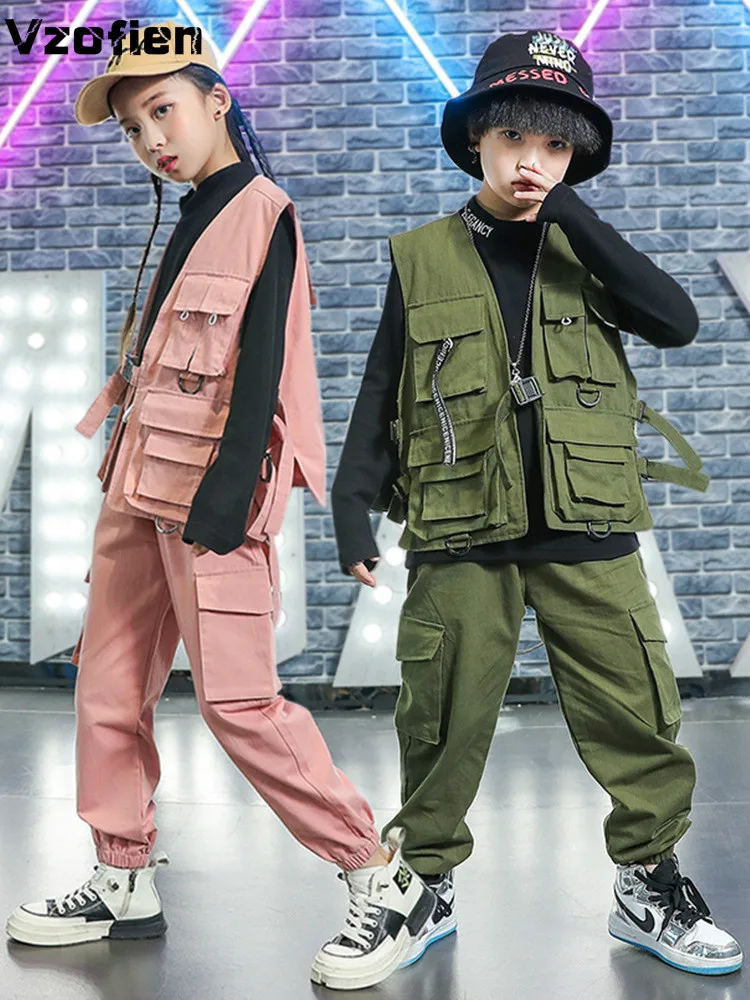 

Cool Modern Jazz Dance for Girl Boys Ballroom Hip Hop Dancing Suit Competition Costume Leisure Street Performance Outfit
