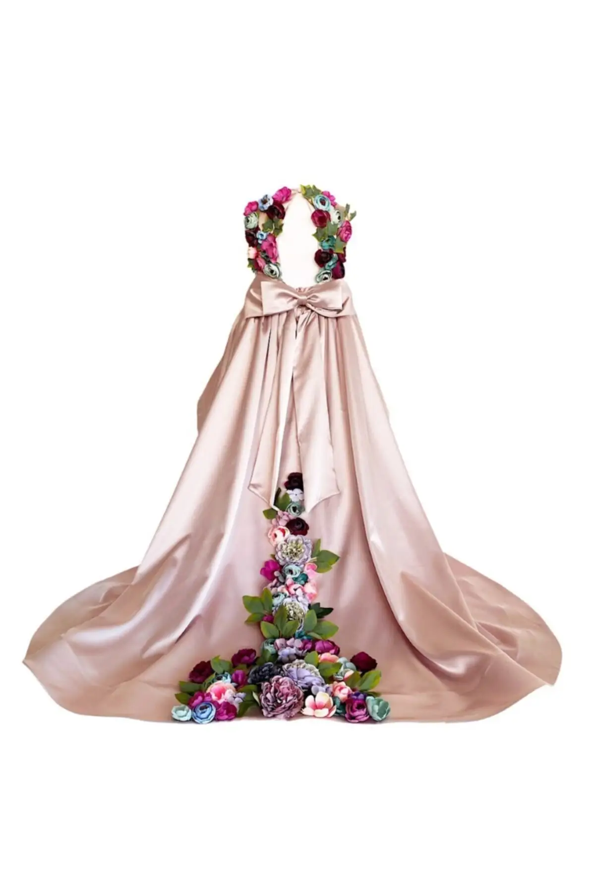 Front Short Back Long Floral Satin Female Child Evening Dress Zb KidsKız flower Sequins christmas dress for kids birthday princess pa