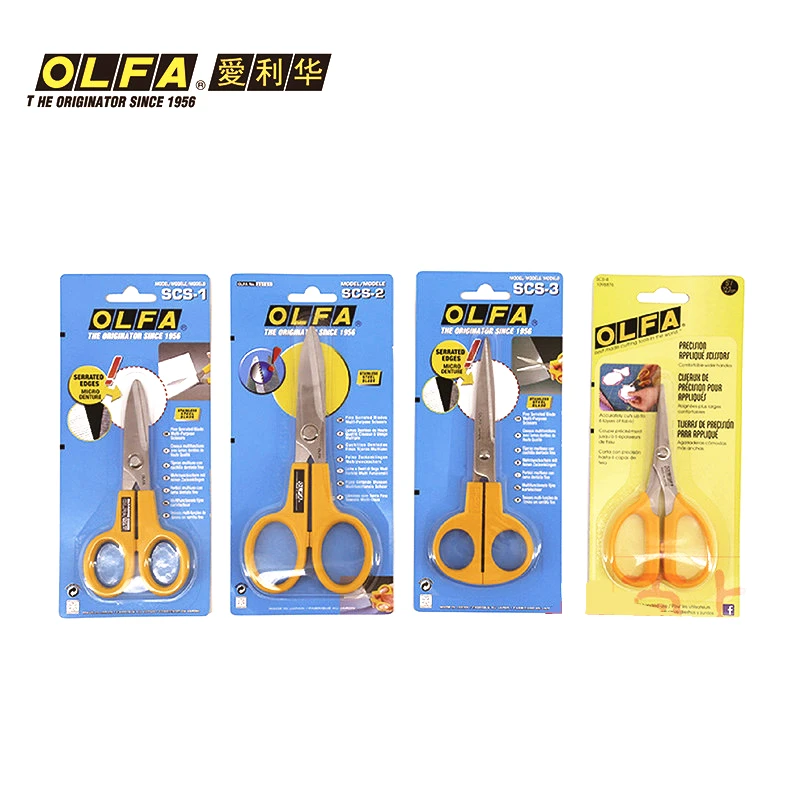 MADE IN JAPAN OLFA Serrated Edge Stainless Steel Scissors OLFA SCS-1 SCS-2 SCS-3 SCS-4