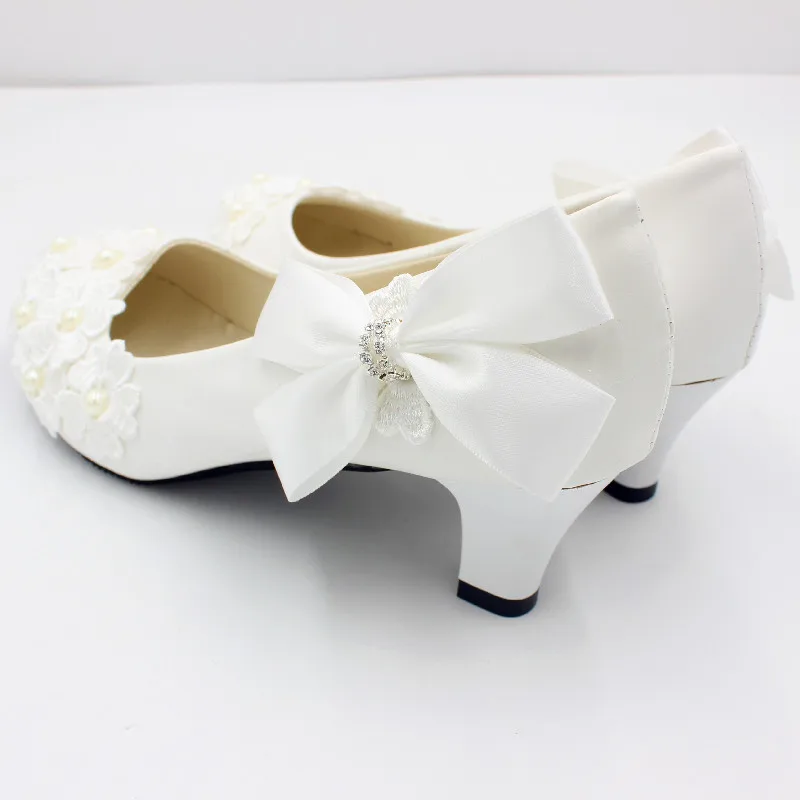 • Scarpe da sposa tacco alto bianco fiocco scarpe da sposa tacco quadrato scarpe da damigella d\'onore Made in China BH2104