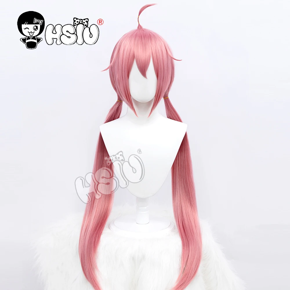 agamihara Nadeshiko Cosplay Wig Anime Laid Back Camp cosplay「HSIU 」pink double ponytail long Fiber synthetic wig +Free wig cap