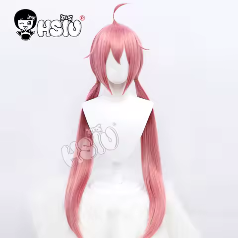 agamihara Nadeshiko Cosplay Wig Anime Laid Back Camp cosplay「HSIU 」pink double ponytail long Fiber synthetic wig +Free wig cap