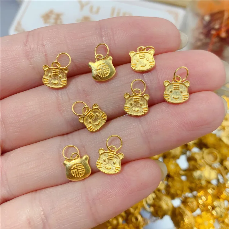 

New Arrival 24K Yellow Gold Pendant Women 999 Gold Chinese Zodiac Tiger Necklace Pendant