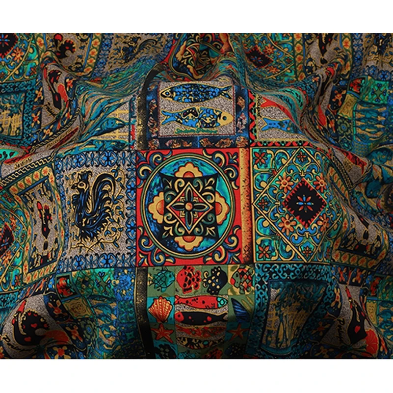 Rayon Fabric Floral Flowers Vintage Liberty Ethnic Soft Summer Pajamas Cloth Sewing Accessories By Half Meter
