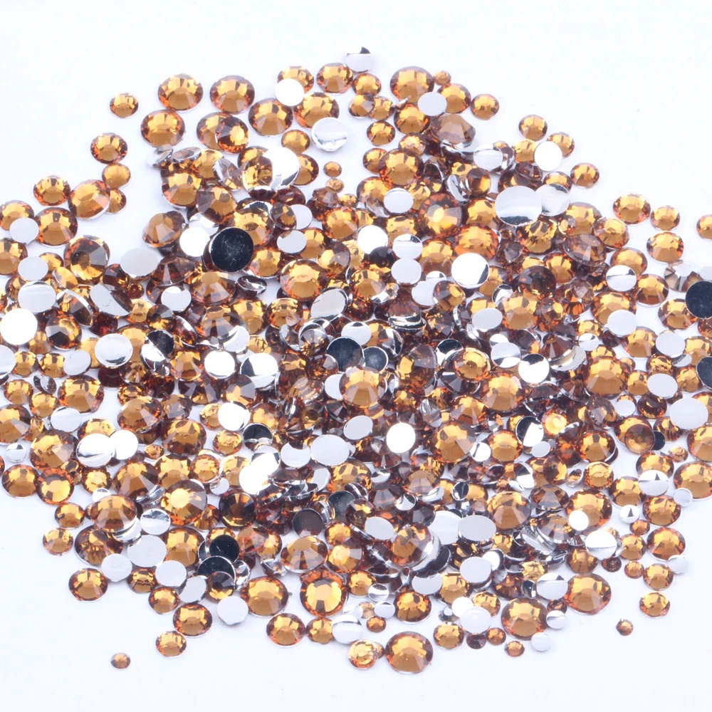 Glitter Pale Coffee Resin Rhinestones 2-6mm Round Flatback Non Hotfix Stones Use Glue DIY 3D Nails Art Phone Decorations