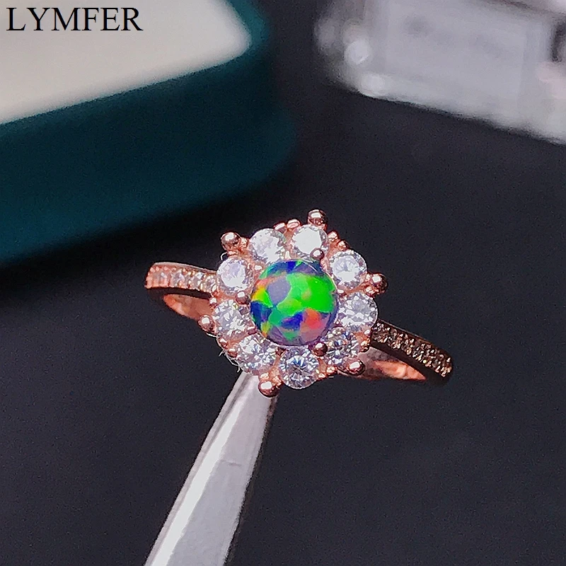 

New women's Opal Ring 925 Sterling Silver Blue Opal fire color strong special promotion