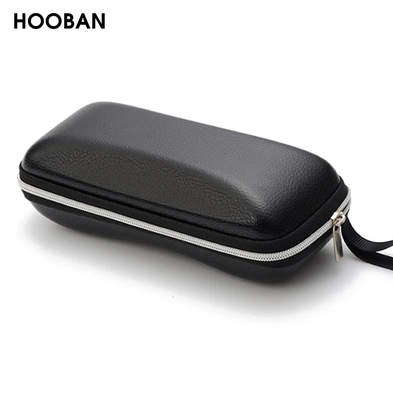 Luxury EVA Zipper Sunglasses Case High Quality Black PU Leather Protective Glasses Box