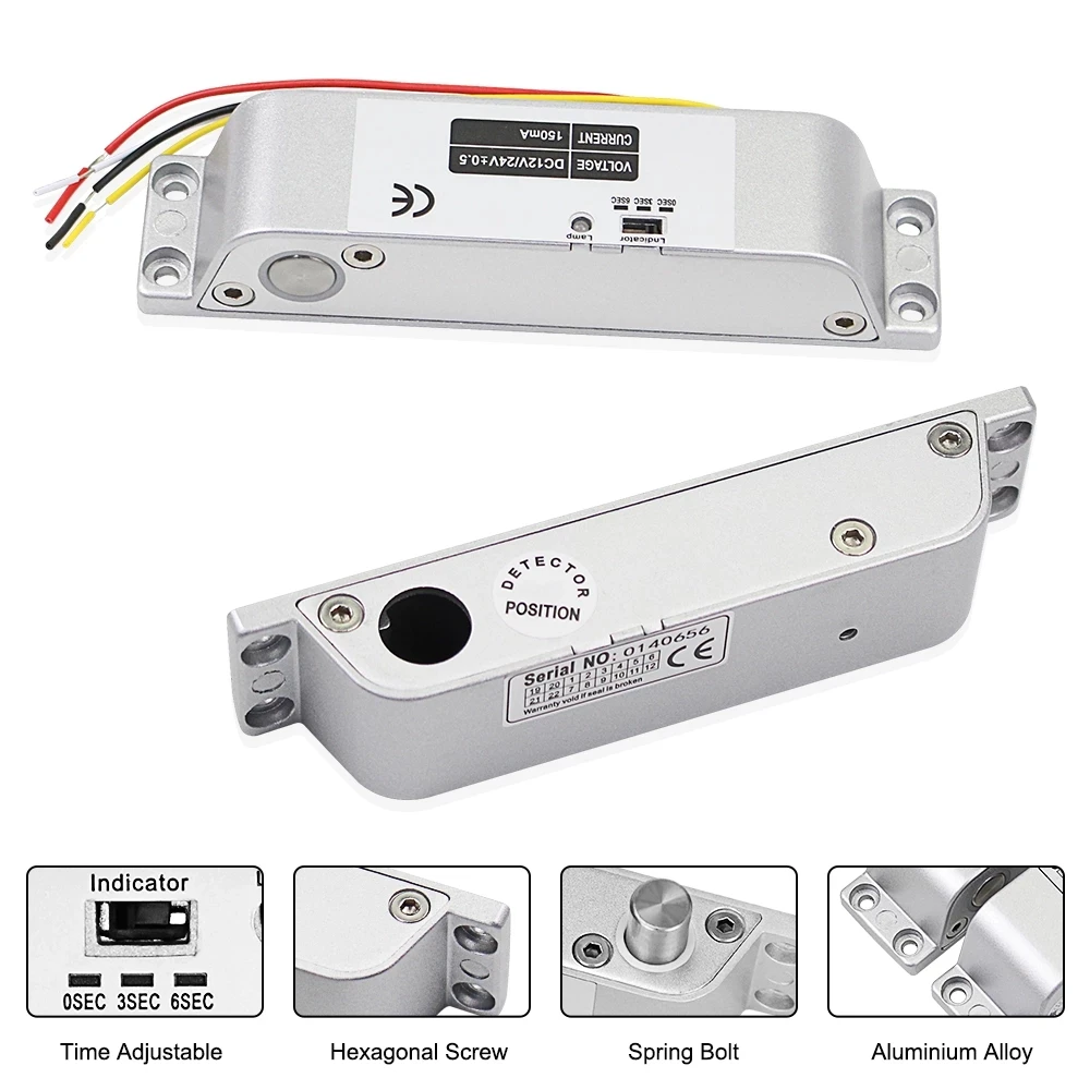 YiToo-cerradura de puerta inteligente, cerrojo eléctrico de mortaja, cerrojo magnético con retardo de tiempo, modo a prueba de fallos para Control