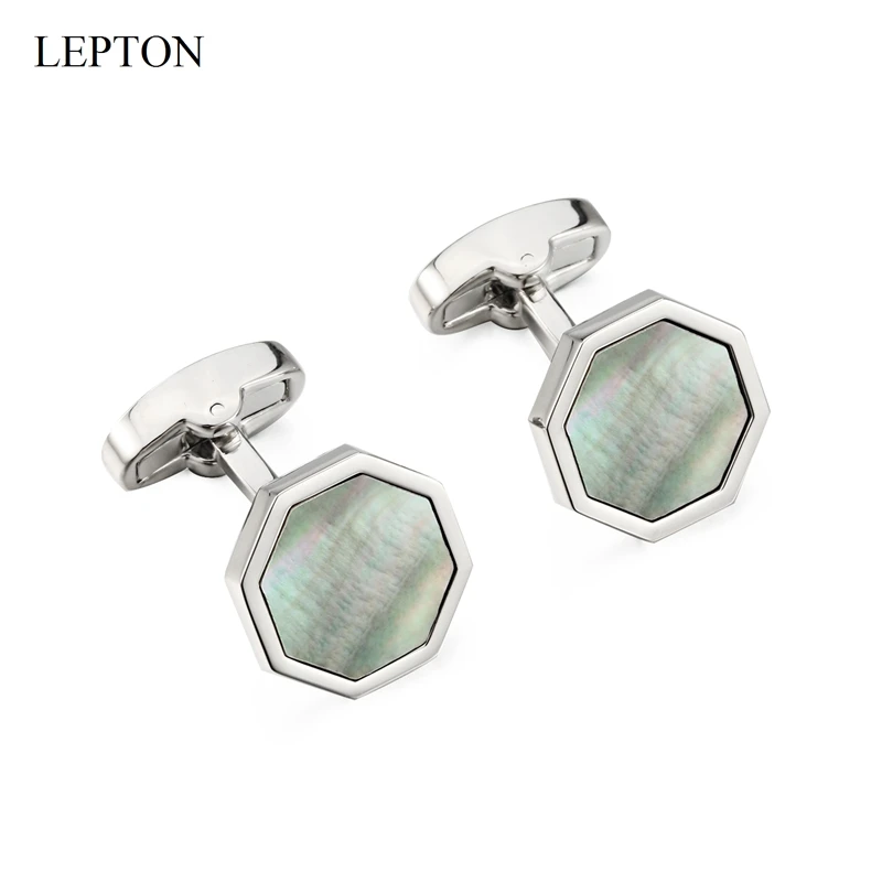 Low-key Luxury Mother of Pearl Cufflinks tuxedo studs Sets Lepton Shell Cufflink Collar Studs Cuff links Best Men Gift Set