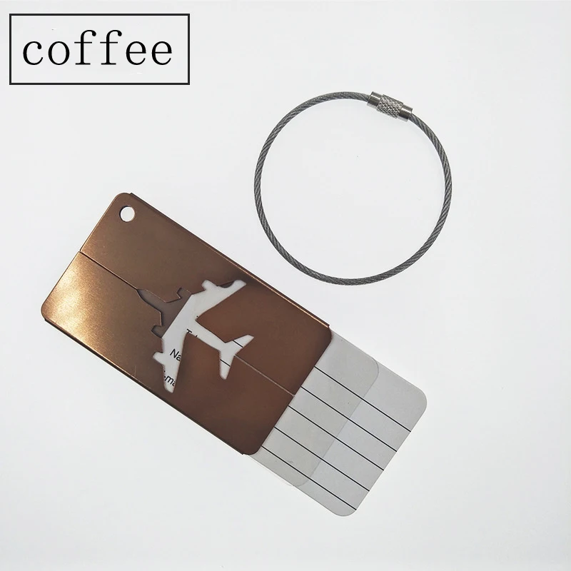 10pcs 8colors Aluminum Alloy Travel Luggage Tag Metal Blank On Board Waterproof Plastic Card Cover