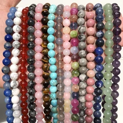 Natural Tiger eye Amazonite Turquoise Howlite Quartz Crystal Round Stone Beads for Jewelry Making Diy Handmade Bracelet 4-12mm