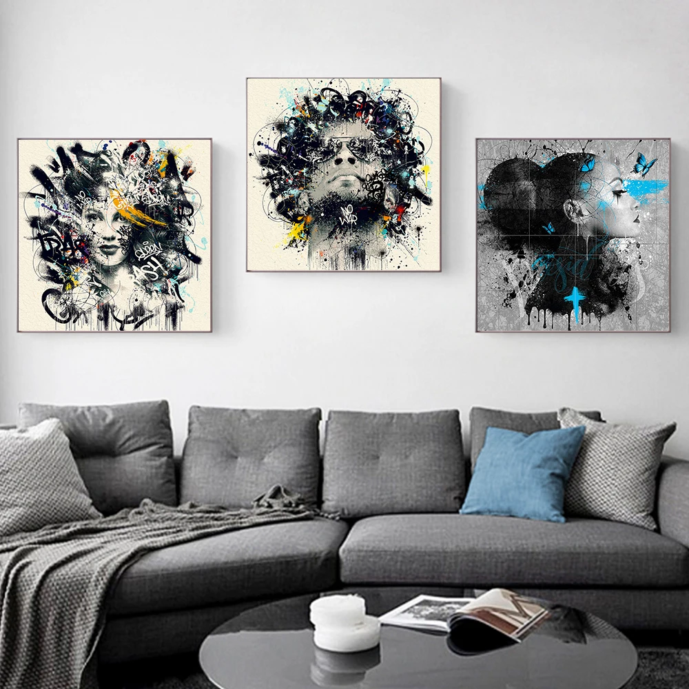 Modern Fashion Abstract Wall Art Graffiti Posters Girl Bedroom Canvas Painting Sexy Woman Prints for Living Room Corridor Decor