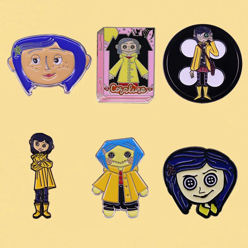 Coraline Enamel Pins Book Secret Door Lapel Badge Men Women Fashion Jewelry Gifts Anime Movie Novel Knapsack Hat Collar Pins