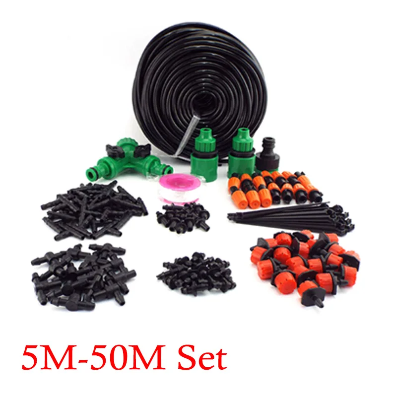 

5-50m Micro Drip Irrigation Set Watering System Plant Adjustable Garden Water Sprinklers Automatic Watering Nozzle Kit