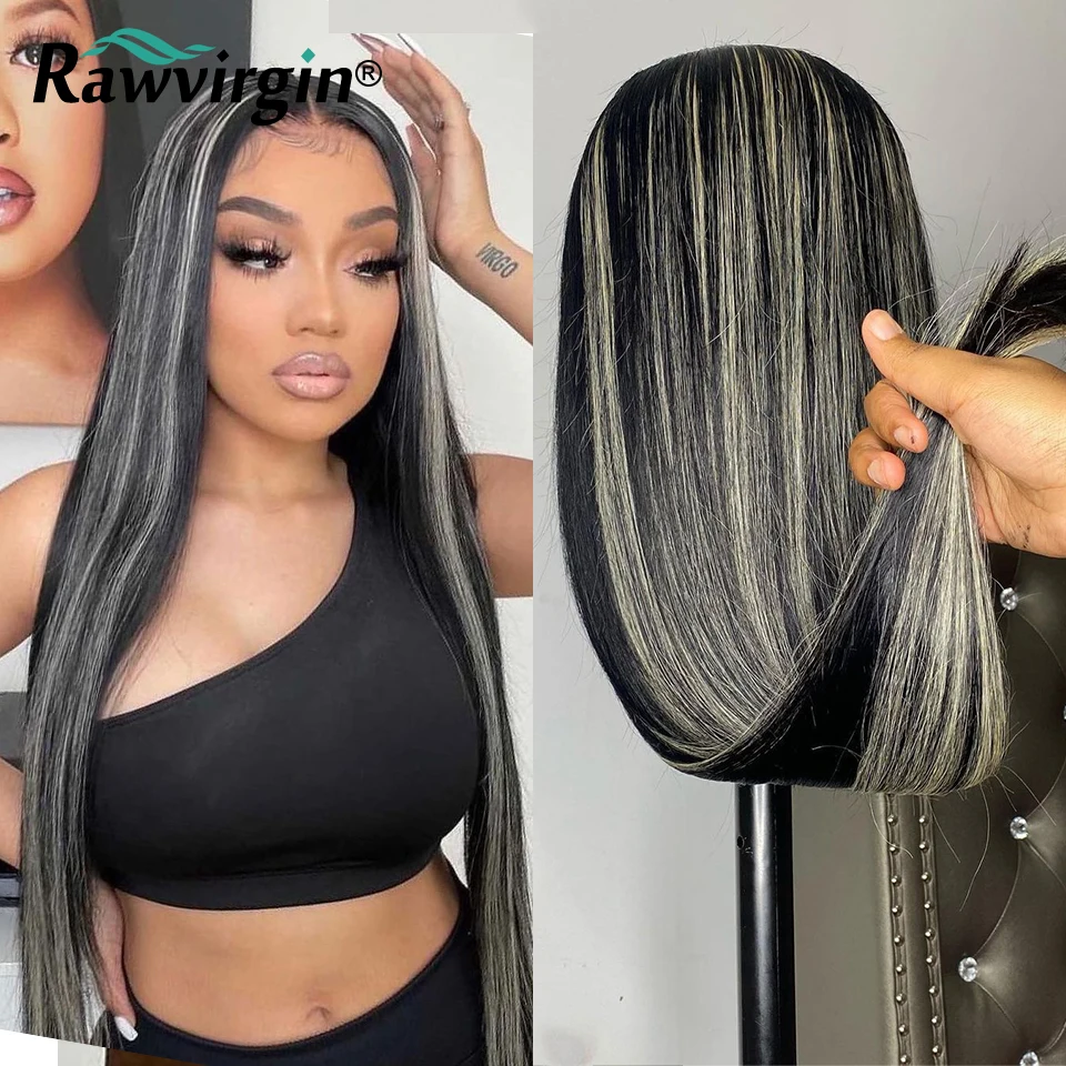 Highlight Straight Black Ash Blonde Lace Front Wig Lace Frontal Wig Brazilian Virgin Wigs For Women Human Hair Full Density