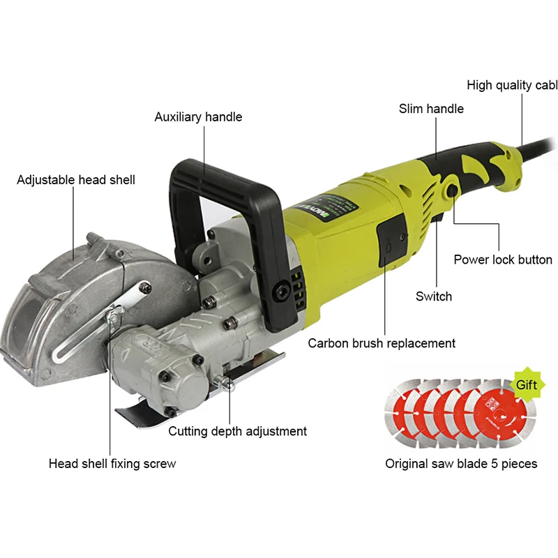 4000W 220V Electric Wall Chaser Groove Slotting Machine Brick Wall Cutting Machine Steel Concrete Cutter Circular Saw Power Tool