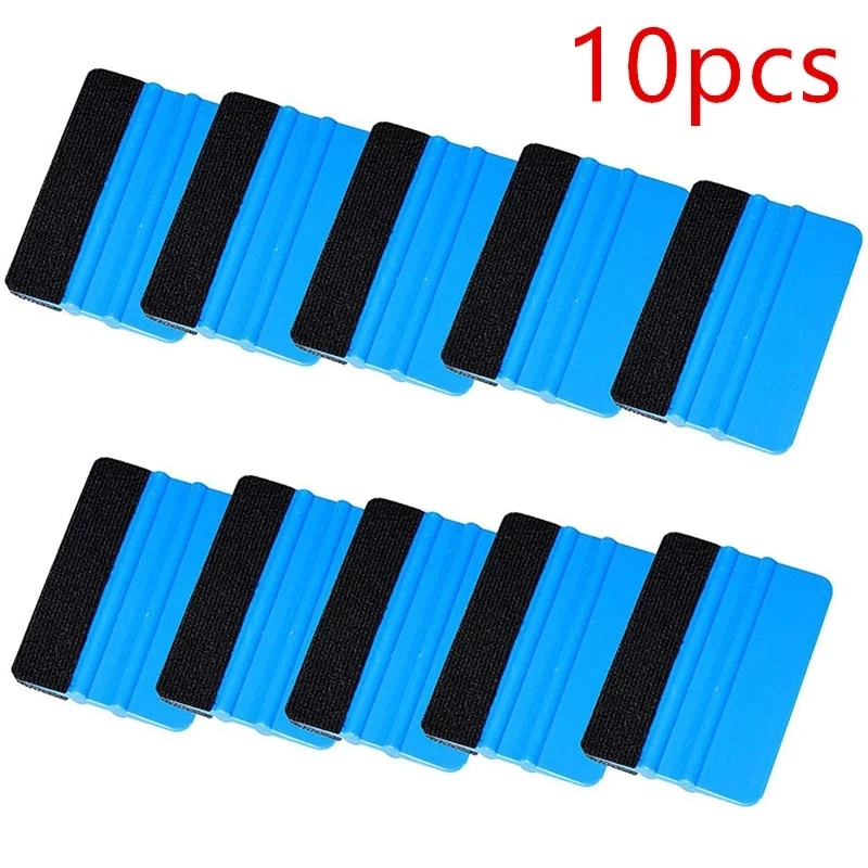 

10Pcs Blue Squeegee Felt Edge Scraper Car Decals Vinyl Wrapping & Tint Tools For Razor Blade Scraper Automatic Film Squeegee Set