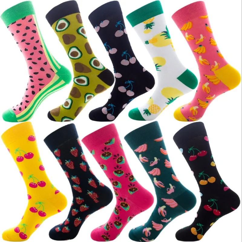 2020 Hot Sale Casual Men Socks Fashion Design Plaid Colorful Happy Business Party Dress Cotton Socks Man Christmas Gift