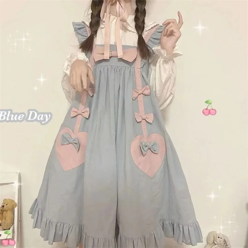 Stile College giapponese dolce Lolita vestito quotidiano studente morbido ragazza pizzo Bowknot carino Lolita vestito da ragazza allentata Cosplay Cos Loli