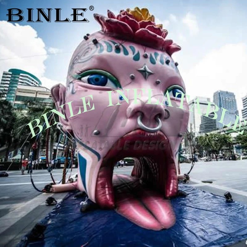 Circus Carnival inflatable head tunnel large inflatable David La Chappelle mouth gate decoration