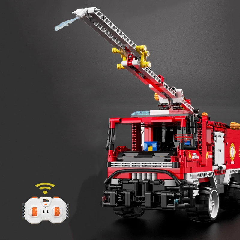 1320pcs Electric Bricks RC Truck 2.4G Remote Control Fire Truck Building Blocks Construction Vehicle 3D Model Toys Hobby Gifts