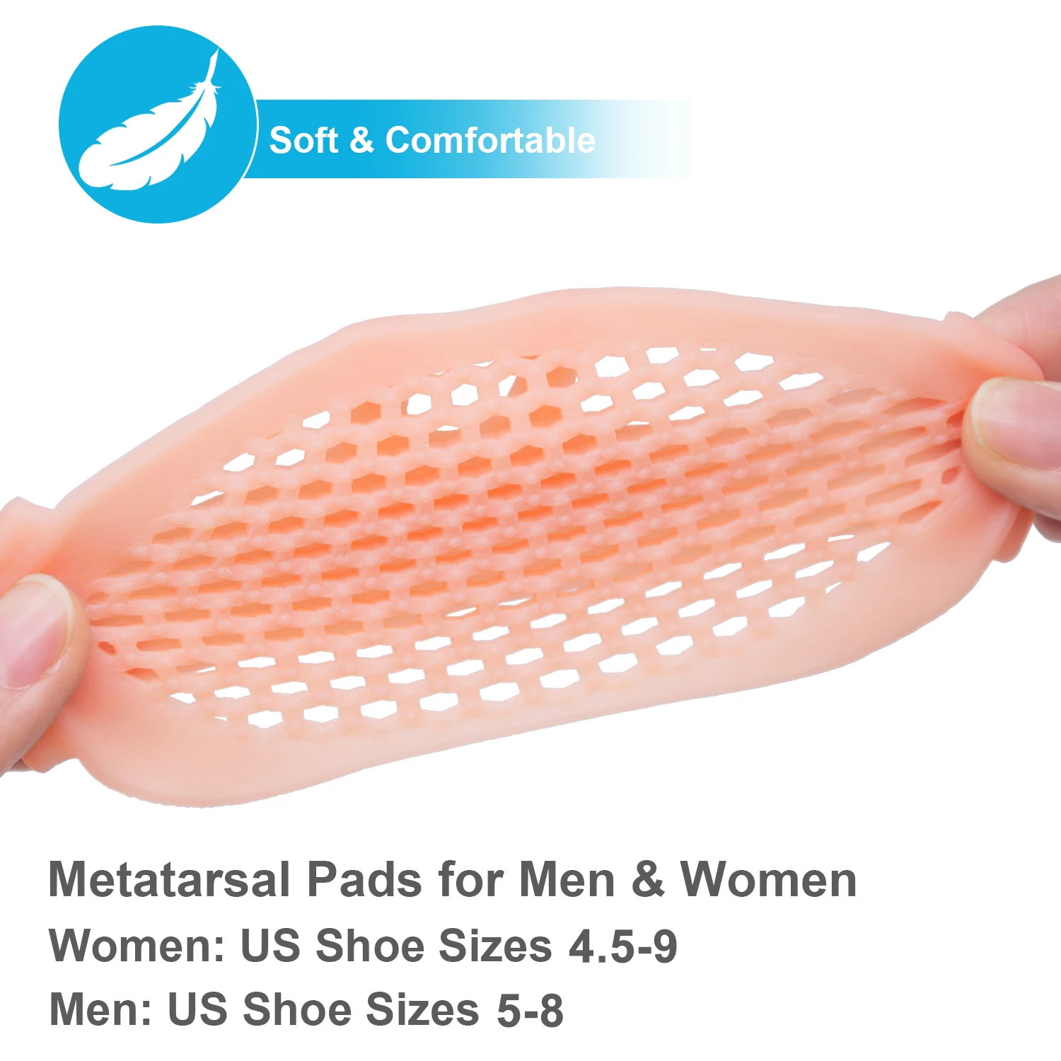 2pcs Breathable Sofe Forefoot Pads Foot Pain Relief Silicone Ball of Foot Cushion Insoles Prevent Foot Corn Callus Blisters Z792