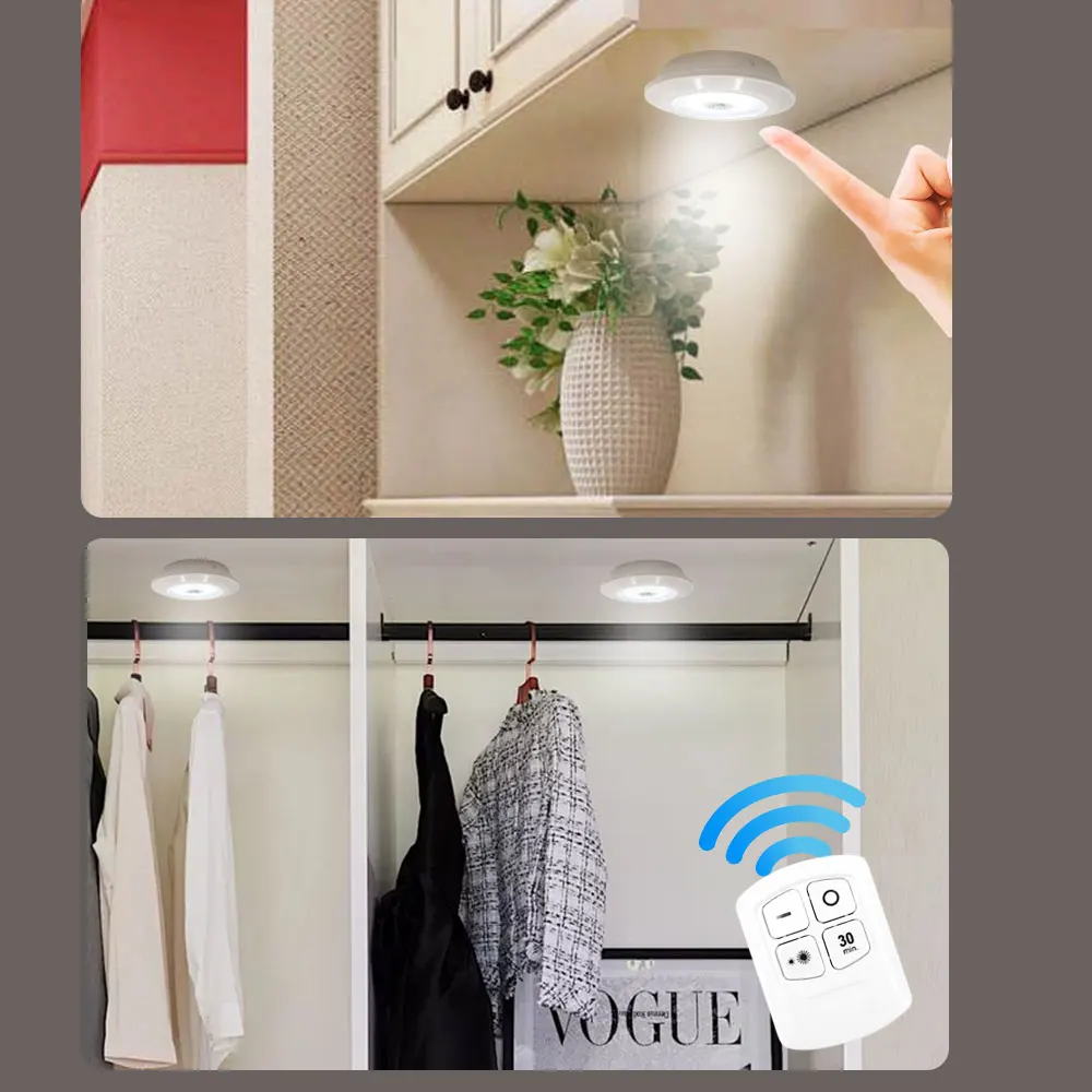 Luces LED inteligentes inalámbricas para armario, luz nocturna regulable con Control remoto, lámpara de pared para cocina, dormitorio y armario