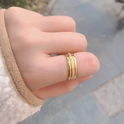 Hot Sale Three Separate Ring Middle Frosted Woman Ring Stainless Steel Gold Color Jewelry wholesale Lover and Girlfriend Gift