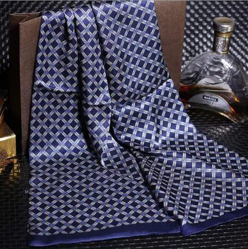Imagen 2 del producto Pañuelo largo estampado de seda 100% Natural de doble capa para hombre, regalo Premium para hombre, 28x160cm