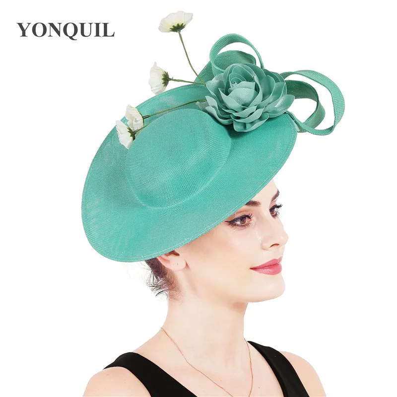 Charming Flowers Fascinator Headwear Wedding Hats And Fancy Feather Fascinators Emerald Green Hair Accessories For Bridal Woman