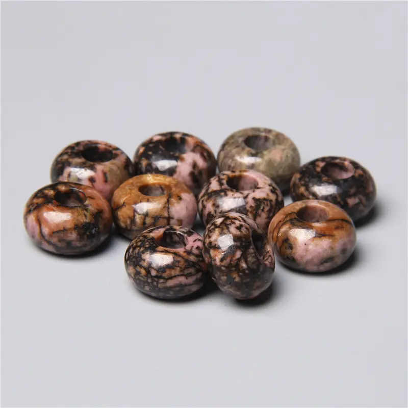 10pcs/Lot 8x14mm 5mm Big Hole Natural Round Jades Jaspe Stone Crystal Spacer Beads Charm Pendant For Jewelry Making Accessories - Image 11