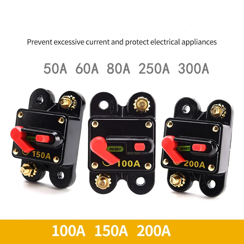 50A 60A  80A  100A  150A  200A  250A 300A Car Audio Resettable Circuit Breaker Fuse Auto Automatic Switch Amplifier Fuse Holder