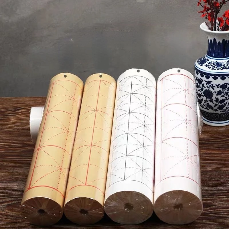 Archaize Square Grid Xuan Paper Long Rolling Heart Sutra Calligraphy Half Ripe Xuan Paper Calligraphy Practice Paper Student