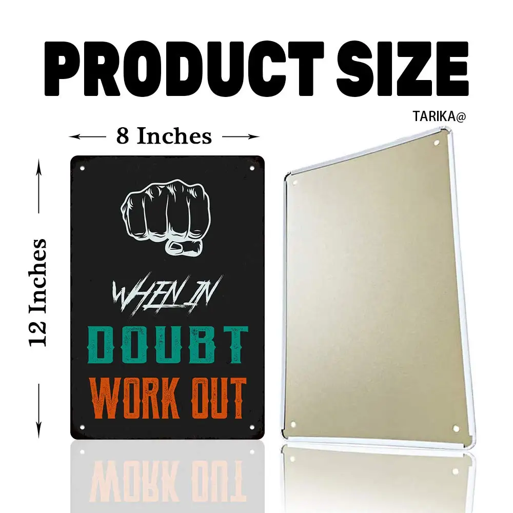 When in Doubt Work Out 20X30 cm Iron Retro Look Decoration Painting Sign for Home Gym Training Room Kitchen Bathroom Inspiration