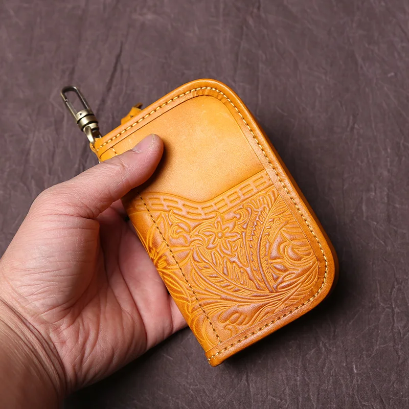 NZPJ männer Leder Schlüssel Tasche, Die Erste LayerOf Rindsleder, Damen Geldbörse, multi-funktionale Vintage Pflanzlich Gegerbtem Leder ID Tasche. – Detail 16