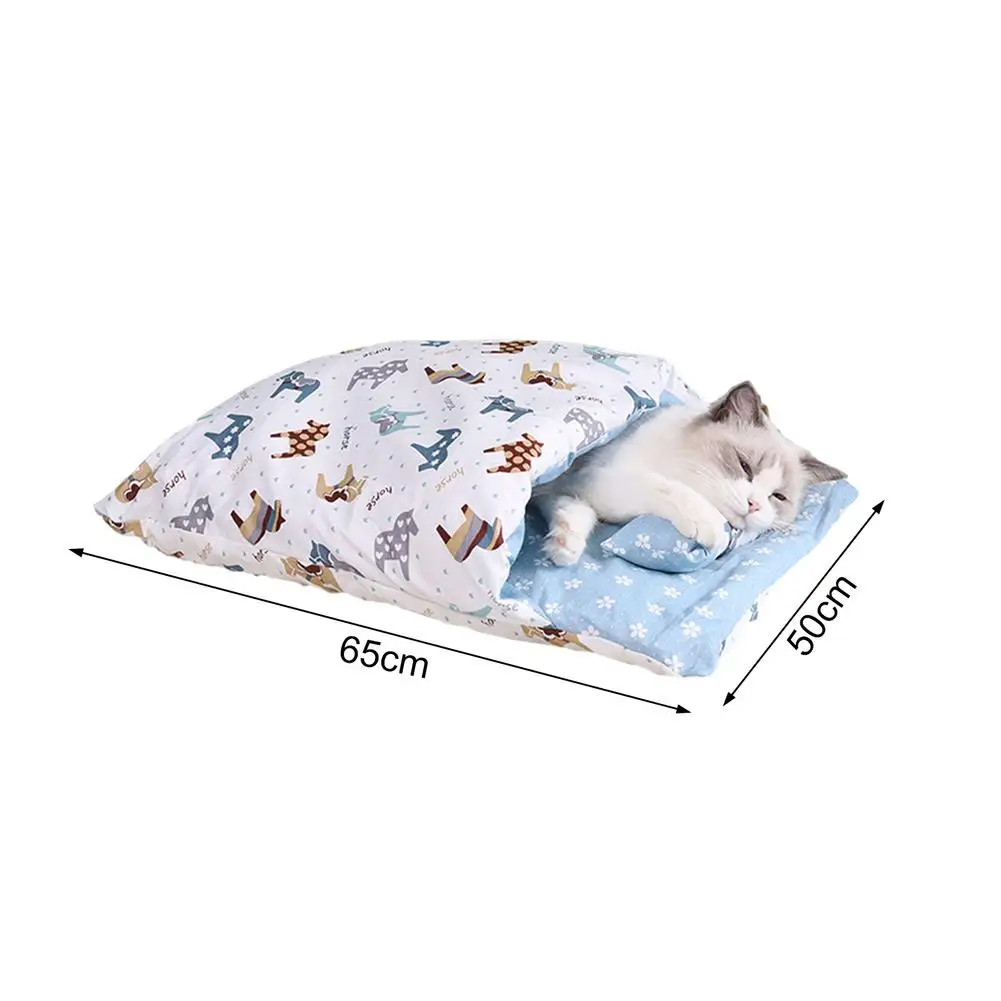 Washable Cat Bed Blanket Sleeping Bag Nest Animals Sleeping Sofa Bag Pet Small Dogs Blanket Winter Protection Kennel Nest