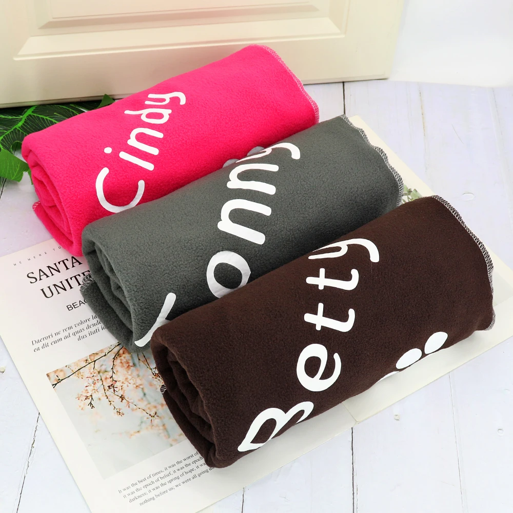 Coral Fleece Dog Blanket Personalized Pet Sleeping Blankets Free Print Name Paw Pattern Small Large Dogs Cat Shower Bath Blanket