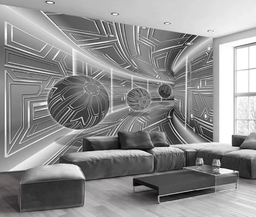 Modern simplicity custom 3D wallpaper Black and white geometric tunnel for living room bedroom photo wallpaper 3d stereoscopic