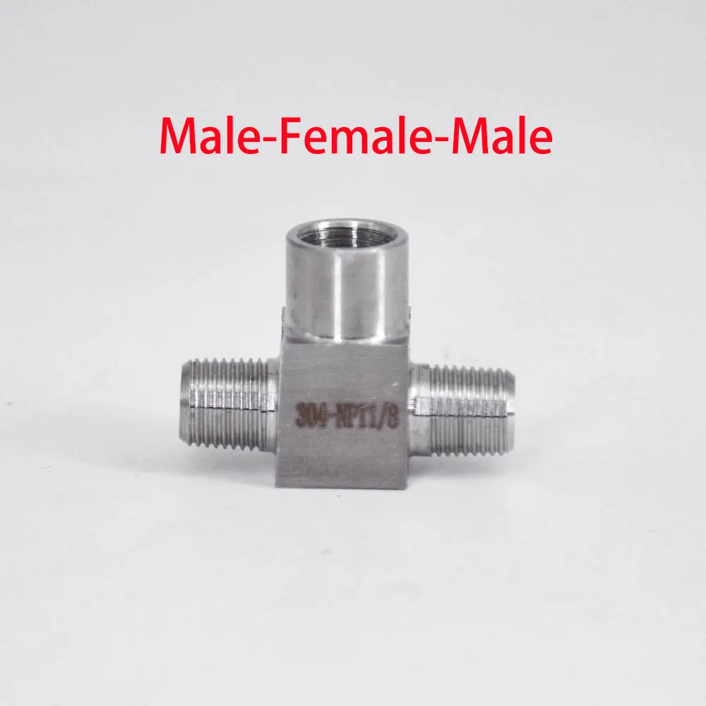 1/8" 1/4" 3/8" 1/2" BSP NPT Weiblich Männlich T-Stück 3 Wege 304 Edelstahl Rohrverschraubung Anschluss Splitter Block Hochdruck – Detail 1